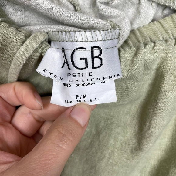 Vintage 90s Cottagecore Sage Green Linen Midi Skirt Medium Floral Romantic Fairy - Picture 5 of 6